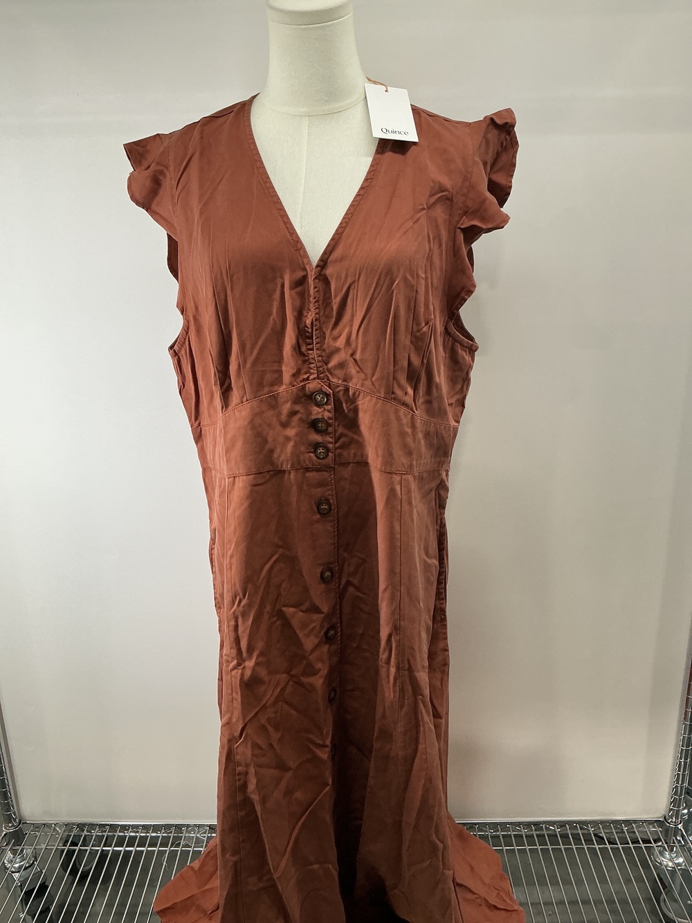 Vintage Wash Tencel Button Front Midi Dress